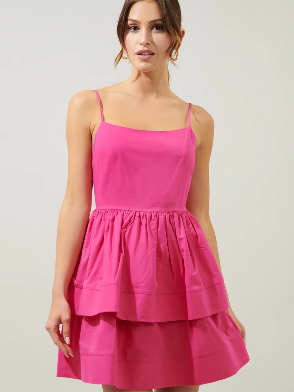 Sugarlips Hot Pink Tiered Midi Dress